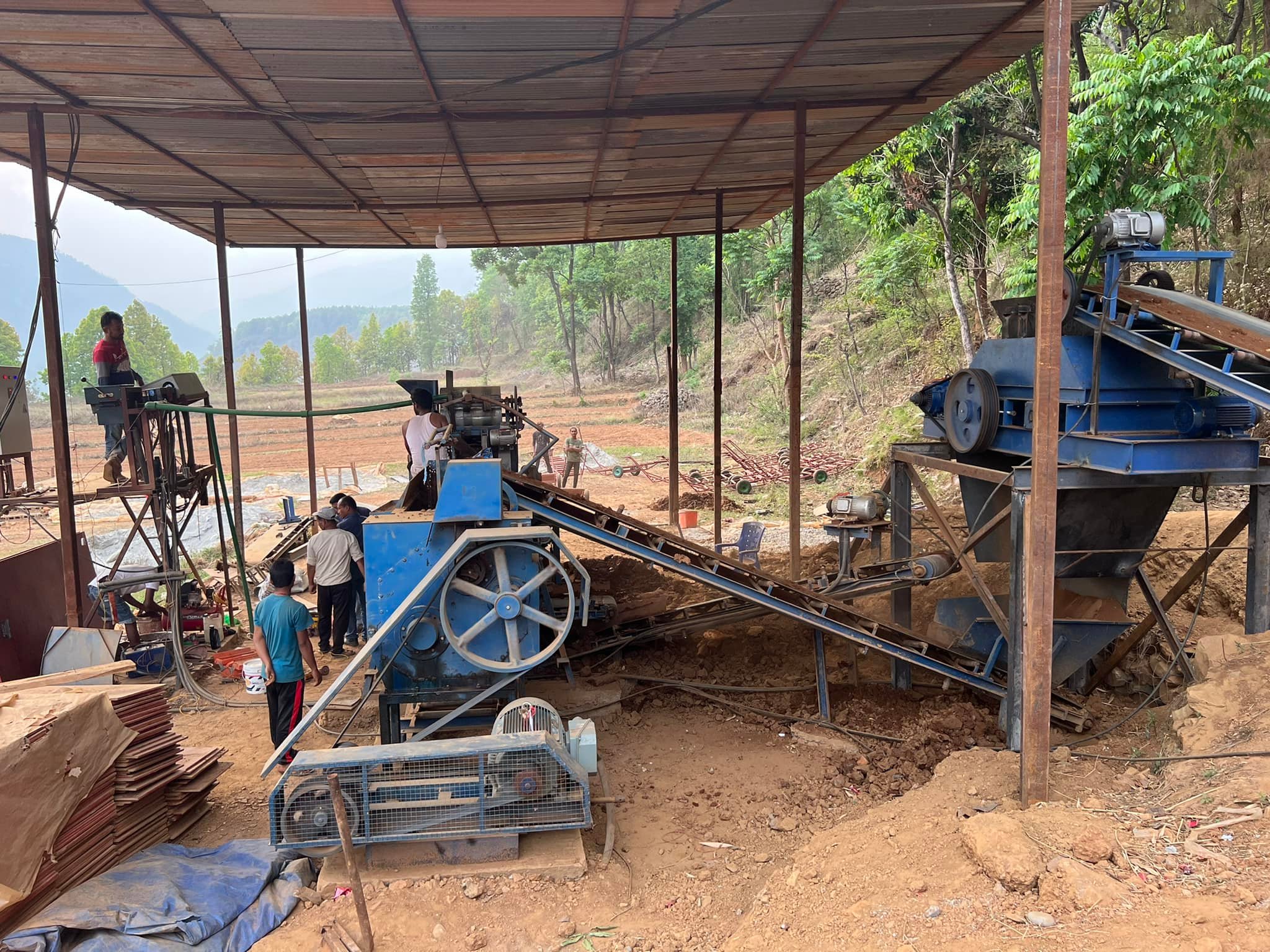 brick making machine at site